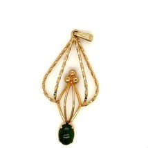 Vtg Signed 12k Gold Filled Ba Ballou BAB Art Deco Ornate Jade Statement Pendant - £30.50 GBP