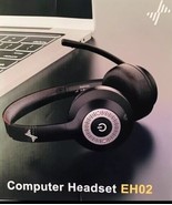 Computer Headset Bluetooth Wireless or Wired, EH02 Noise Cancelling - $411.68 MXN