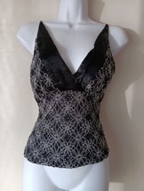 PS Per Seption Black &amp; White Floral Sheer Pattern Tank Top Size Medium - £10.89 GBP