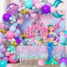 Mermaid Birthday Decorations, Mermaid Party Decorations For Girls With Balloon S - £25.74 GBP