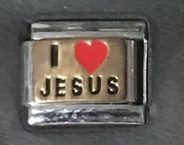 I Red Heart Love Jesus Enamel Wholesale Italian Charm 9MM K52 - £10.75 GBP