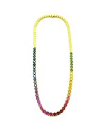 28.00ctw Multi Color Round Sapphire Necklace 14K Yellow Gold 20&quot; - $29,491.50 CAD