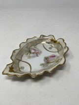 Antique Erdmann Schlegelmilch Prussia Hand Painted Floral Porcelain Leaf Dish - £27.60 GBP