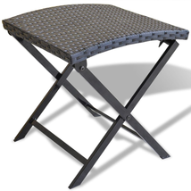 Outdoor Garden Black Poly Rattan Folding Stool Foldable Patio Camping Chair - £39.34 GBP