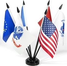 Anley USA Armed Service Desk Flags Set - 6&quot;x4&quot; American Military Desktop Flag - £6.80 GBP