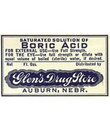 Vintage Pharmacy Label SATURATED SOLUTION BORIC ACI Glen&#39;s Drug Auburn N... - €27,41 EUR