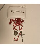 VTG Pope John Paul II Commemorative Rosary Crucifix Red Plastic Beads 20... - $344.94 MXN