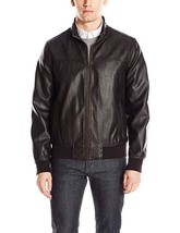 Tommy Hilfiger Mens Smooth Lamb Faux Leather Unfilled Bomber Jacket Brow... - $174.99