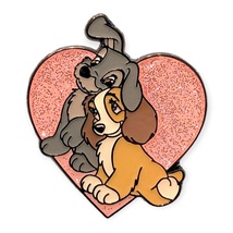 Lady and the Tramp Disney Loungefly Pin: Puppy Love Pink Glitter Heart - £15.90 GBP