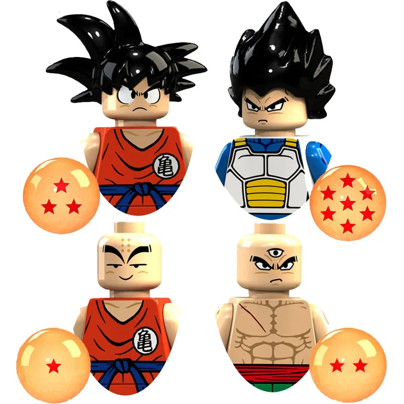 4Pcs/Set Dragon Ball Z Cartoon Goku Vegeta Krilin Kuririn Model Building Blocks - £11.16 GBP+