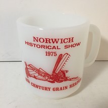 Norwich Historical Show 19th Century Grain Reaper Coffee Mug Milk Glass ... - $18.69