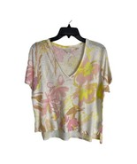 Ted Baker Womens Shirt Adult Size 3 Pink Yellow Floral Short Sleeve Line... - £28.67 GBP