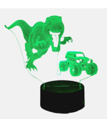 T-Rex Dinosaur Jurassic Park Night Light Lamp 3D Chasing Jeep 7 Color Ch... - $507.97 MXN