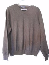 Brown 100% extra fine merino wool V-neck Sweater Sz XXL  (runs small Sz M) - $416.45 MXN