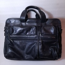 Tumi Alpha 2 Laptop Briefcase bag Black Napa Leather 96160D4 Computer di... - $124.00