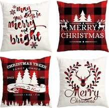 Christmas Pillow Covers 18&quot; x 18&quot; Set of 4 Cases NEW - $19.78