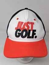 Nike Hat Cap Snap Back White Black Just Golf Logo Swoosh Adjustable Mens - $12.60