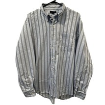 Lands&#39; End Mens Shirt Neck 17 17.5 XL Extra Large Stripes Cotton Button ... - $12.59