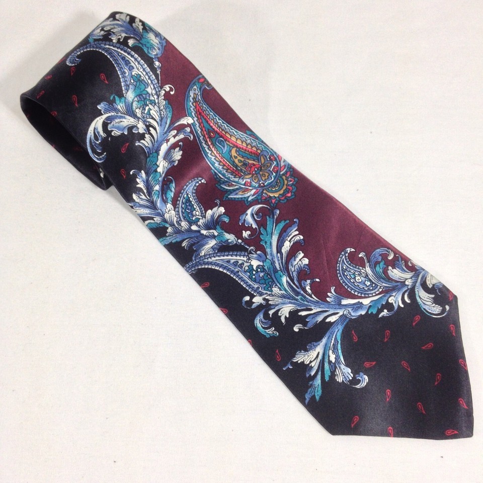 Zylos George Machado  Maroon Floral 100% Italian Silk Mens Neck Tie 58&quot;x... - $24.99