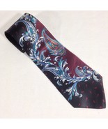 Zylos George Machado  Maroon Floral 100% Italian Silk Mens Neck Tie 58&quot;x... - $34.17 CAD