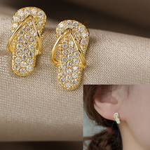Zircon Diamond Holiday Flip Flop Sandles Stud Earrings - £9.45 GBP