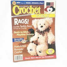 Crochet World Magazine February 2002 Teddy Bear Romantic Vest Doilies Af... - $15.83