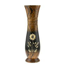 Decorative Daisy Flower Black and Brown Mango Tree Wooden Vase - £24.22 GBP