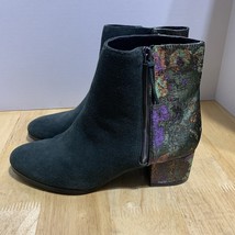 logo by lori goldstein HANNAH Size 8.5 Boots Side Zip Colorful Green Lea... - $423.30 MXN