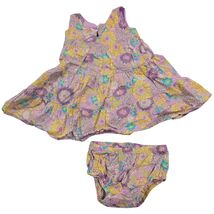Cherokee Purple Floral Tiered Baby Dress Bloomers Set 12M Cotton Y2K Eur... - $13.86