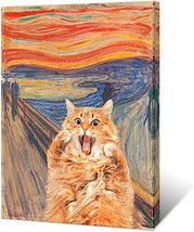 Abstract Edvard Munch Canvas Wall Art Famous Art The Scream Funny Cat Aesthetic  - £22.88 GBP