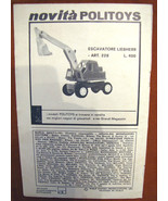 Pubblicità advertising vintage Politoys Escavatore Liebherr art 228 L. 4... - $238.53 MXN