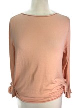 Zara Knit Boatneck Sweater SMALL Peach Long Sleeve Hip Ties Light Weight NWT - £11.67 GBP