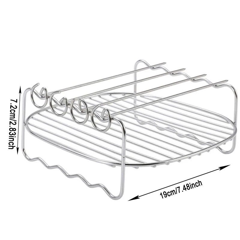 Ba Tray Skewers Air Fryer Stainless Steel Holder BBQ Rack Double-deck Home Barbe - £129.54 GBP