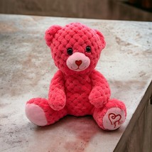 Inter-American Valentines Day Quilted Look 8&quot; Pink Teddy Bear Heart Foot Love - £7.45 GBP