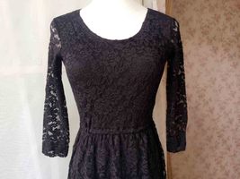 Black Crop Sleeve Stretch Long Lace dress Women Custom Plus Size Lace Dress image 5