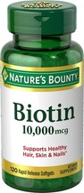 Nature's Bounty Biotin Softgels, 10,000 mcg, 120 Ct, softgel de biotina..+ - $25.73