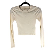 Madewell Womens Fine Ribbed Supercrop Crewneck Long-Sleeve Tee Antique Cream XS - £13.63 GBP