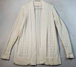 LOFT Cardigan Sweater Womens XS Cream knit 100% Cotton Raglan Sleeve Open Front - £15.67 GBP