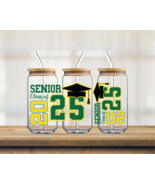 Senior Class of 2025 Green and Gold | UV DTF 16oz Glass Can - €3,44 EUR
