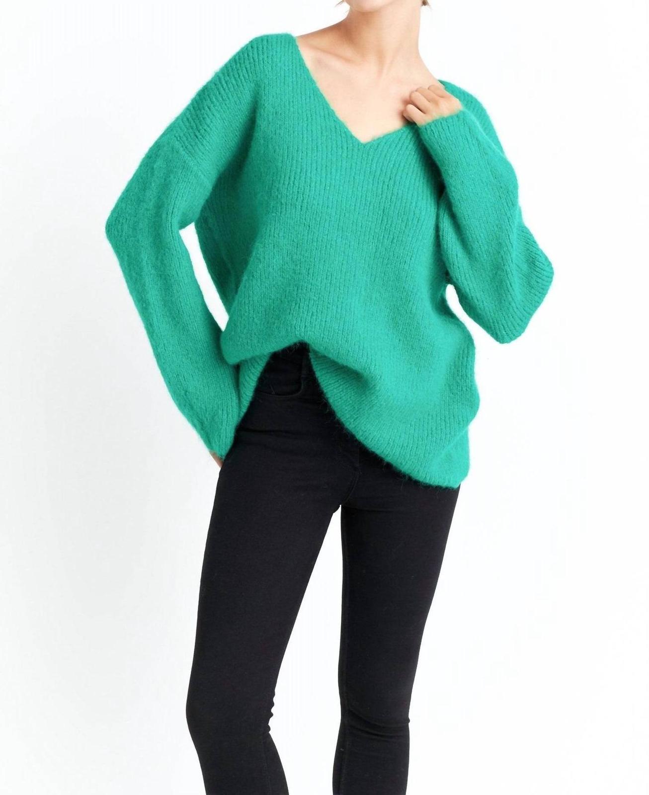 Endless Rose furry v neck sweater Green - $45.00