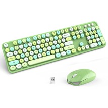Wireless Keyboard And Mouse Set, Colorful Full Size Typewriter Keyboard Wireless - £57.84 GBP