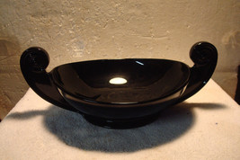 Vintage LARGE Dark Amethyst Black Glass Footed Bowl - £27.56 GBP