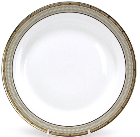 Mikasa Cambridge Dinner Plate Y0501 Fine China Heavy Gold Glossy White