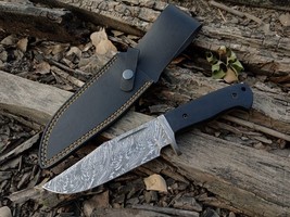 Tactical Damascus Steel Custom Hand Forged Tactical camping Hunting Knife - £108.42 GBP