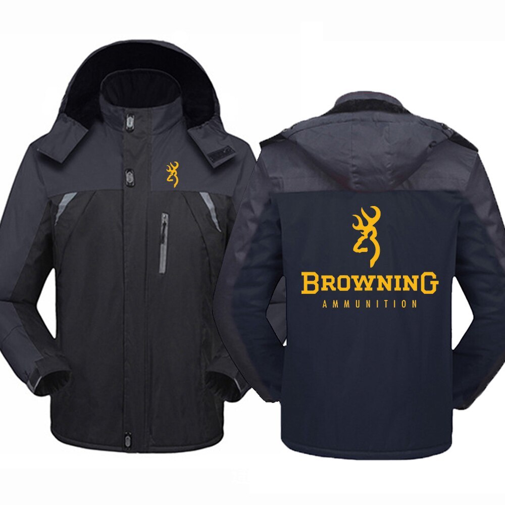 2022 BROWNING Printed Winter Mens Casual Jacket Fashion Thick Coat Hooded wear H - £155.49 GBP