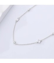 INS 925 sterling silver necklace geometric shaped multiple zircon gold plated ch - £23.44 GBP