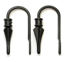 Pair of Black Cast Iron Curtain Drapery Holder Hooks Wall Mounted - $17.93 CAD
