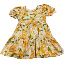 Girls Dot Dot Smile Floral Puff Sleeve Dress 2T Yellow Orange Tiered - $19.20