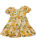 Girls Dot Dot Smile Floral Puff Sleeve Dress 2T Yellow Orange Tiered - $354.90 MXN