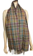 Authentic Coach Gray, Purple, Green, Orange, Blue Plaid Wool Scarf 10&quot; X... - $625.69 MXN